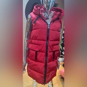 Women's Red Puffer Vest